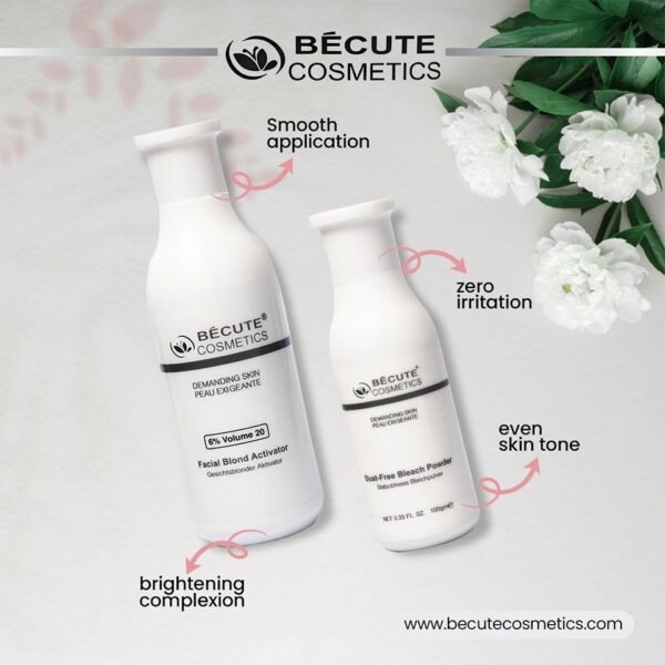 Becute Skin Polish Set – Dust-Free Bleach Powder & Volume 20 Facial Blonde Activator (200ml + 100gm) | Professional Skin Brightening & Exfoliation Kit - Image 5