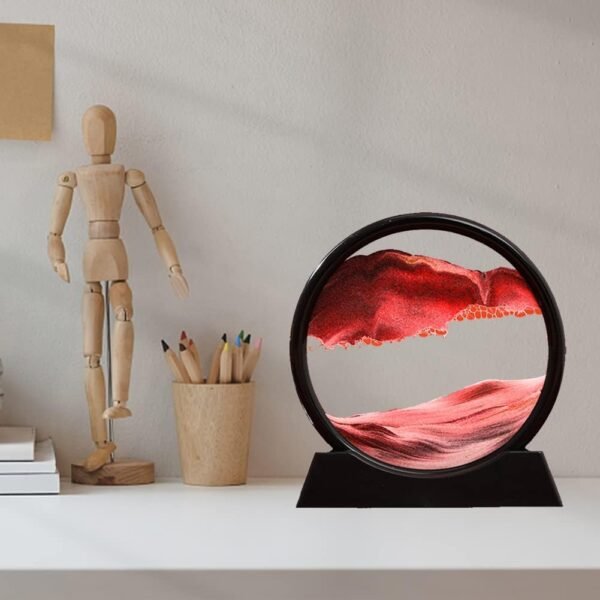 6-Inch Moving Sand Art Sculpture – 3D Hourglass Sandscape Painting with Metal Stand | Rotating Sand Timer for Home & Office Decor