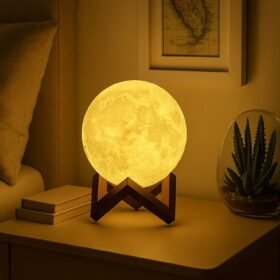 Mind-Glowing 3D LED Moon Lamp with Stand – Realistic Lunar Night Light | 16-in-1 LED Moon Lamp with Stand – 15cm 3D Moonlight for Bedroom & Desk