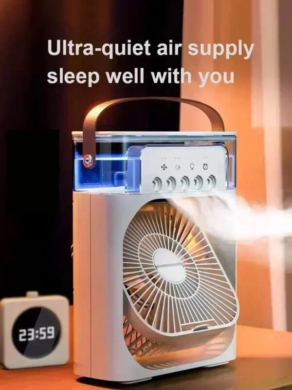 10-Inch Portable USB Air Conditioner Fan with LED Night Light, Cool Mist Humidifier & Water Spray – Mini Personal Air Cooler (Random Color) - Image 4
