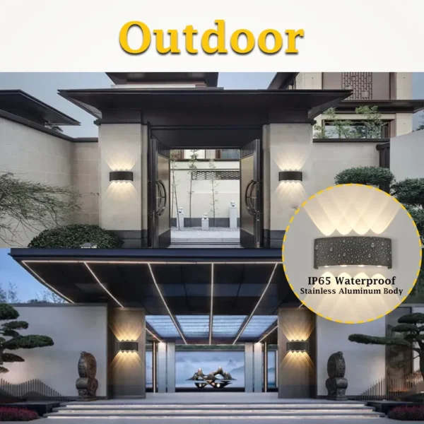 8W Waterproof LED Outdoor Wall Lamp – Modern Up & Down Aluminum Light Fixture | IP65 Rated for Garden, Porch, Patio & Exterior Walls - Image 7