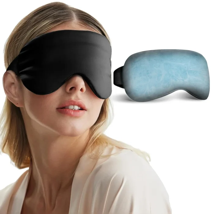 Cooling Eye Mask for Dark Circles Puffiness - Fsa Eligible Items Hsa, Cold Compress for Puffy Eyes Migraines Headache After Surgery, Office Airplane Travel Essentials Gel Ice Pack for Sleep
