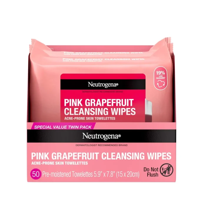 Makeup Remover Cleansing Towelettes, Pink Grapefruit, 25 Count, Twin Pack