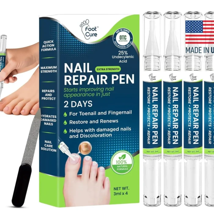 Footcure Antifungal Nail Treatment Pen – Extra Strength Toenail Fungus Treatment, 25% Undecylenic Acid for Toenails & Fingernails, Nail Fungus Repair Pen with Tea Tree & Oregano Oil, (Pack of 4)