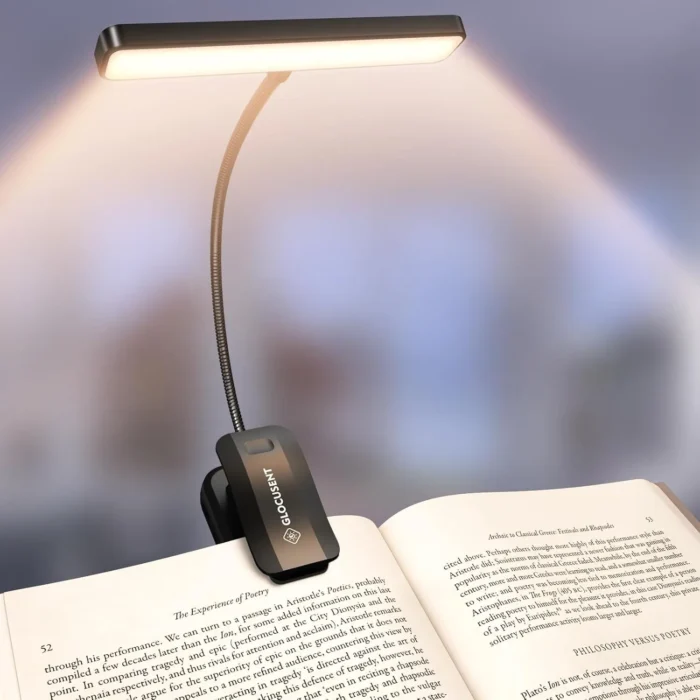 26 LED Book Light, 1200 mAh 90 Hrs Lasting Rechargeable Reading Light, 5 Amber Colors & Stepless Dimming Book Reading Light - Portable Clip on Light for Book Lovers & Kids
