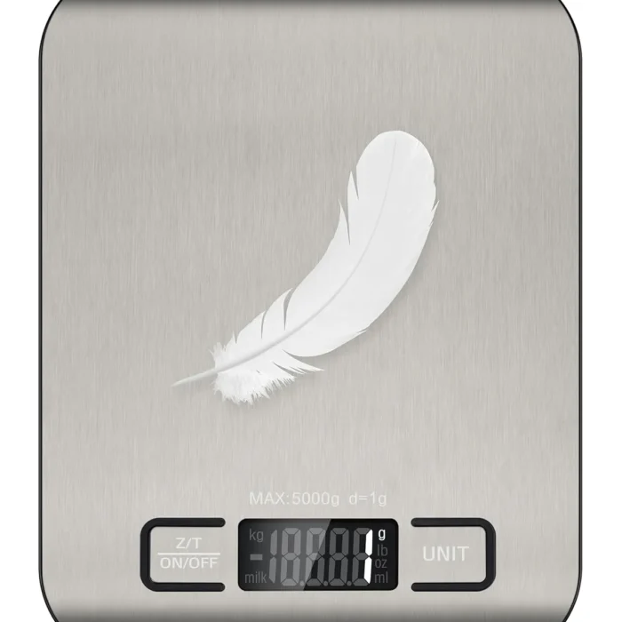 Food Scale, 11lb Digital Kitchen Scale with 6 Units LCD Display and Tare Function,Compact Design for Baking,Healthy Cooking,Meal Prep, 304 Stainless Steel