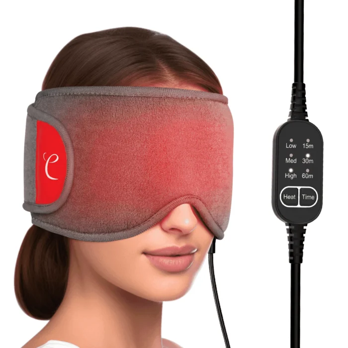 Comfytemp Heated Eye Mask, Adjustable Warm Compress for Dry Eyes Relief with 3 Heat and Timer Settings, Gray